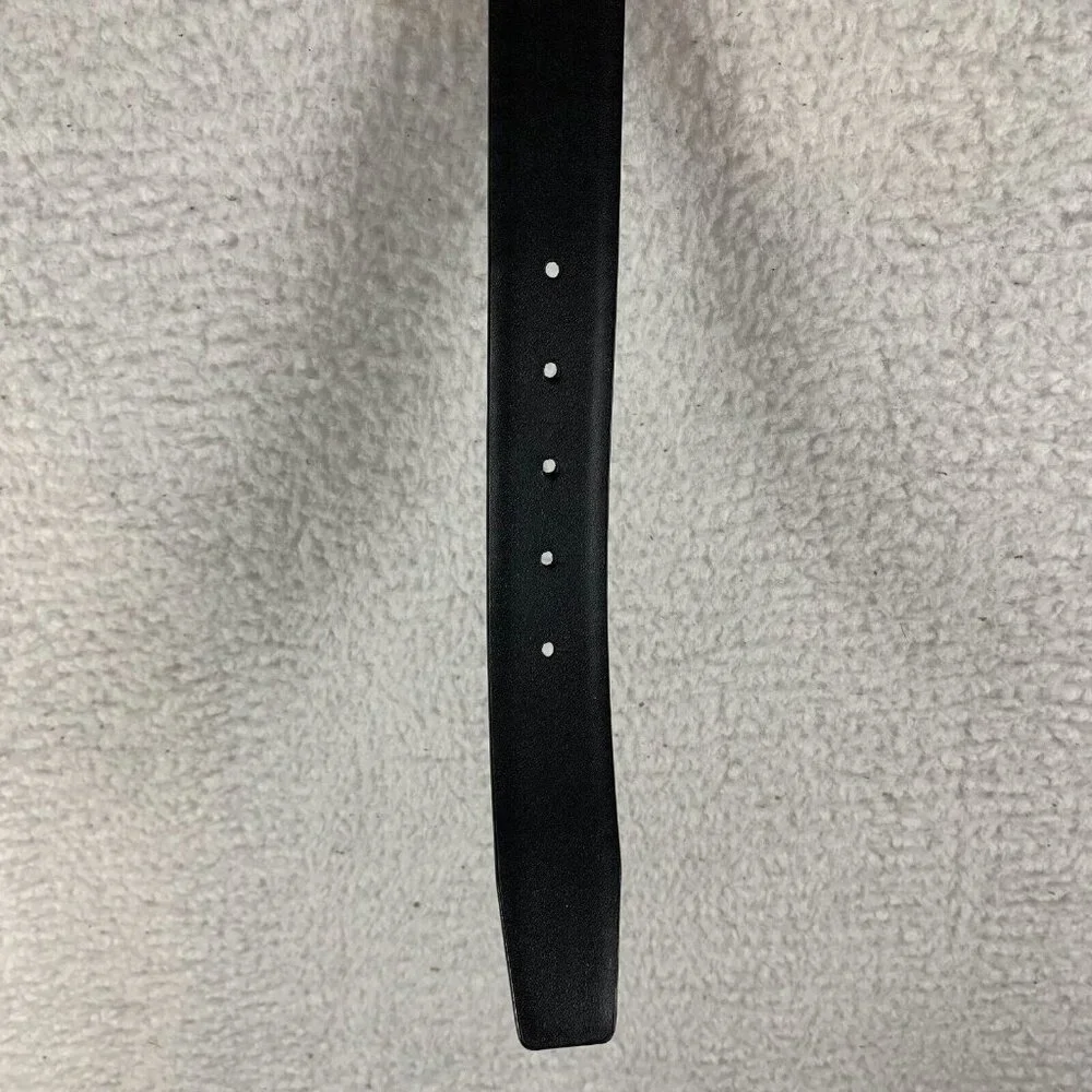 Arello Valentino Dress Belt Men's 44 Black Leather Silver Buckle Adjustable 9606